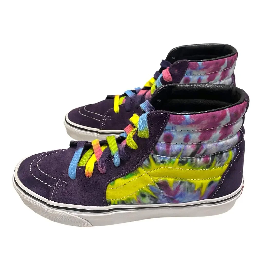VANS Old Skool Mysterio Neon Tie Dye SK8-HI Purple Suede Leather Shoes Unisex